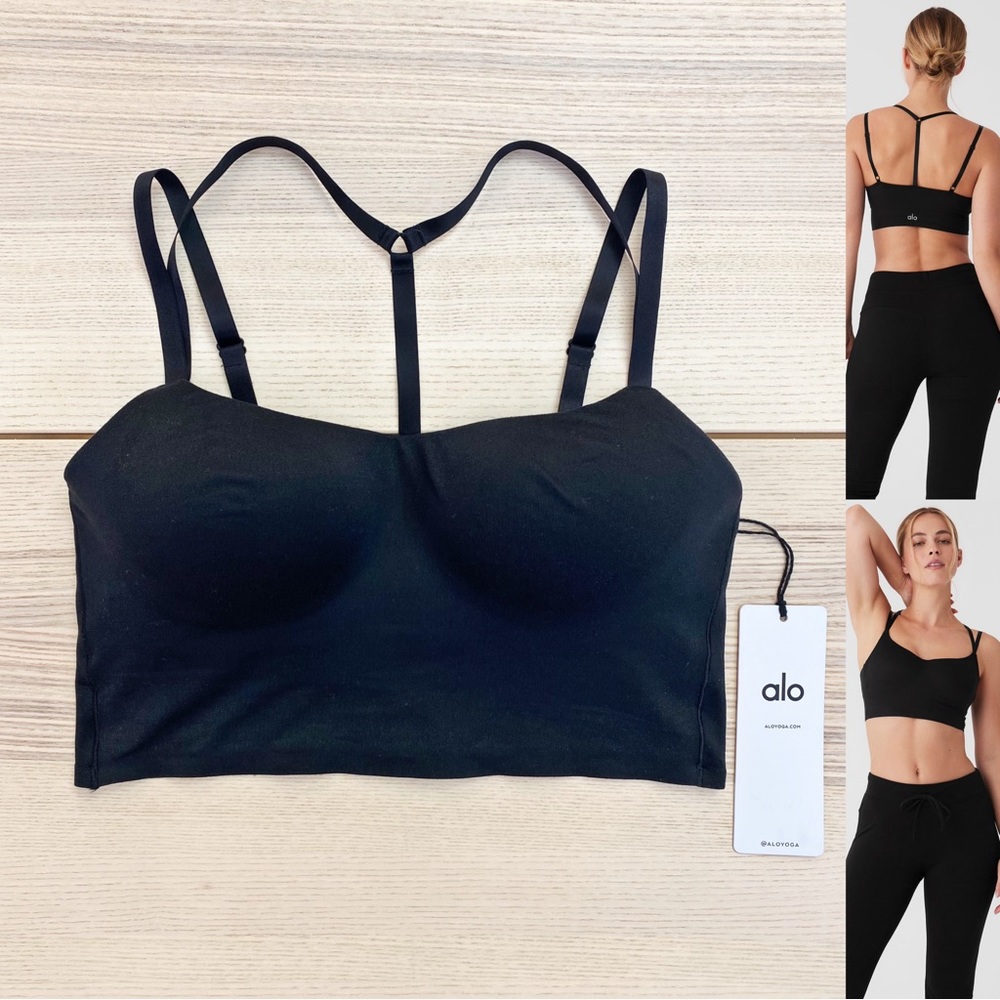 ALO Yoga Black Strappy Longline Sports Bra